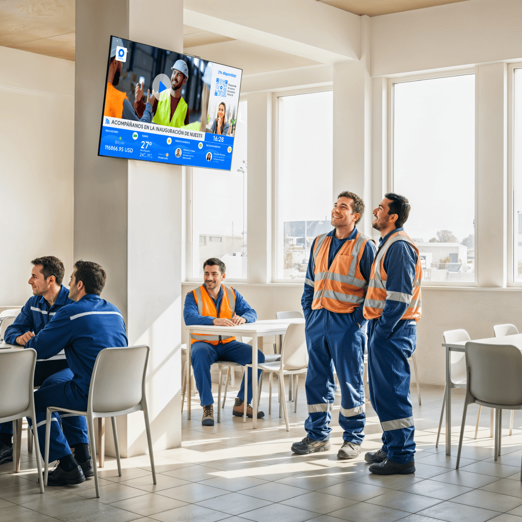 Equipo revisando información en pantalla con Mural Digital Linkiwork