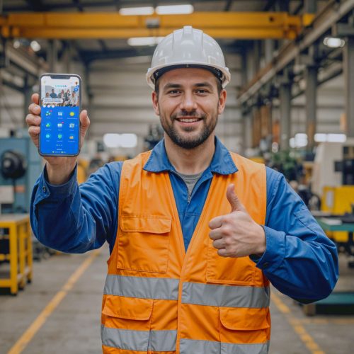 Operario feliz con linkiwork